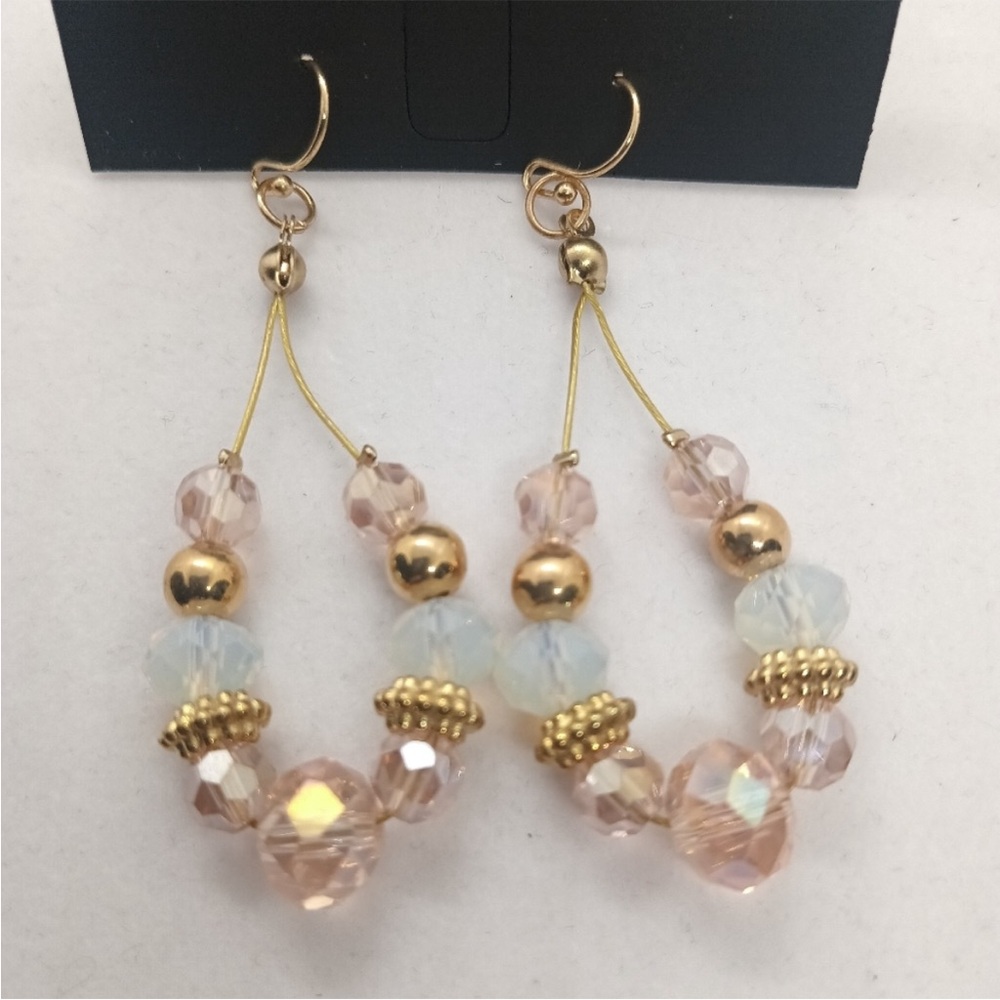 NWOT INC Light Pink & White Beaded Earrings